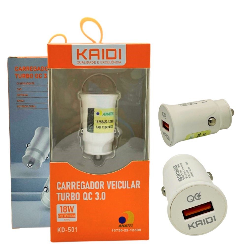  - Carregador de carro    Cod. CARREGADOR CARRO FONTE KD-501 